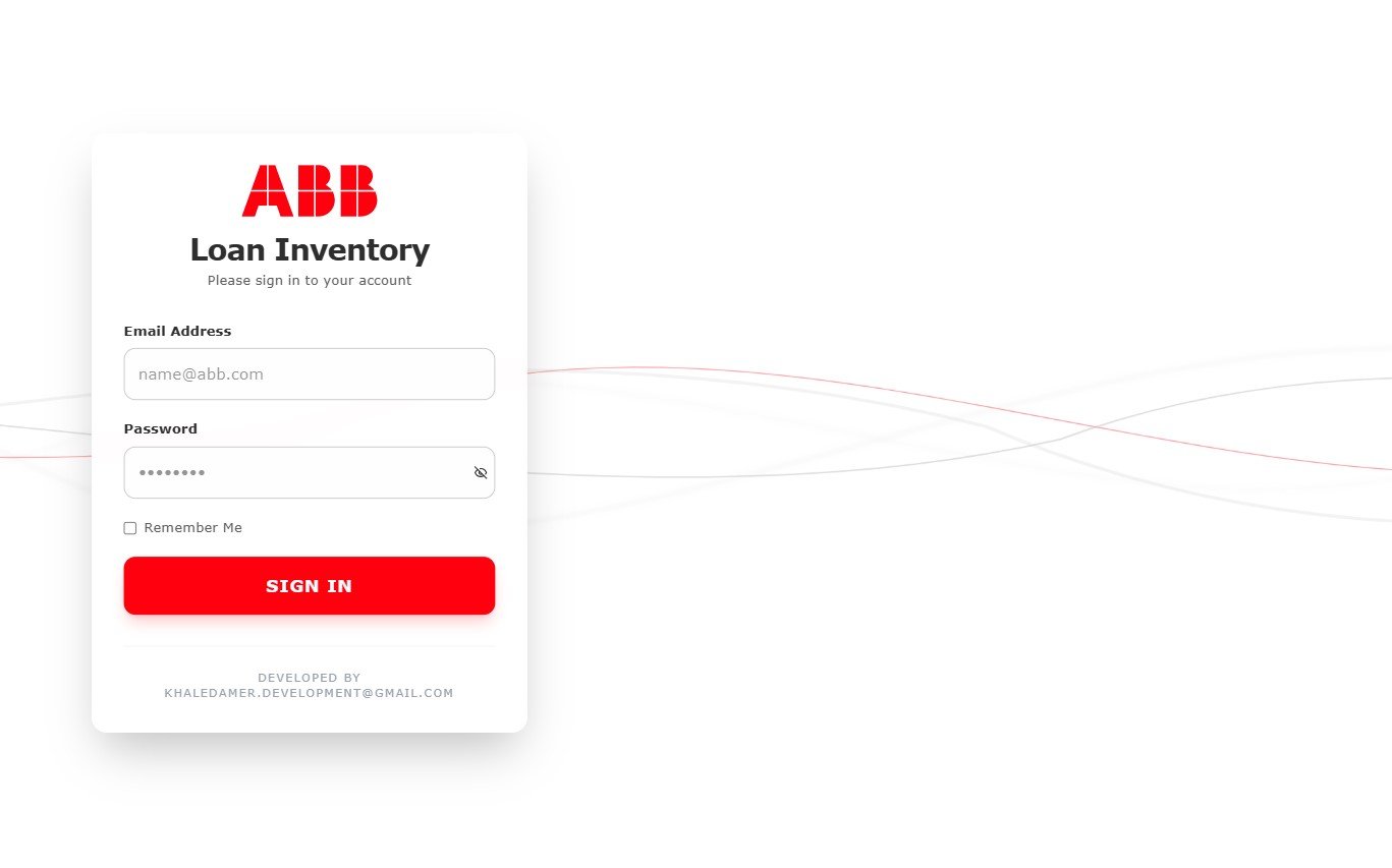 The ABB Loan Inventory sign-in screen