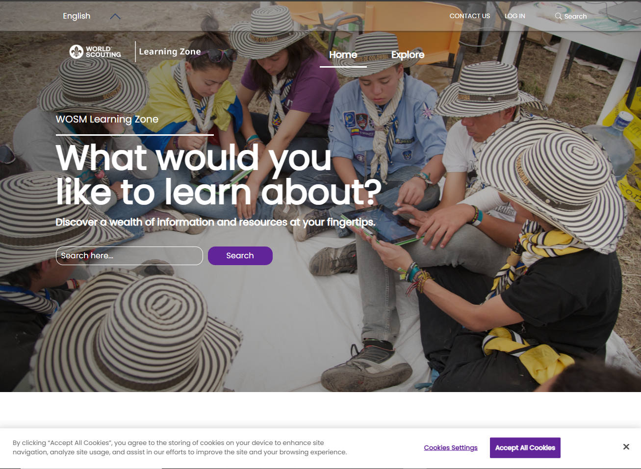 The World Scouting Learning Zone home page